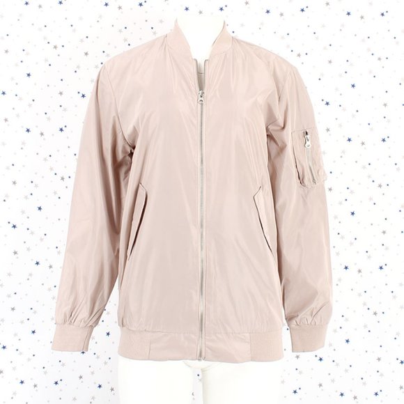 Khaki Long Zip Up Bomber Jacket - Picture 2 of 8